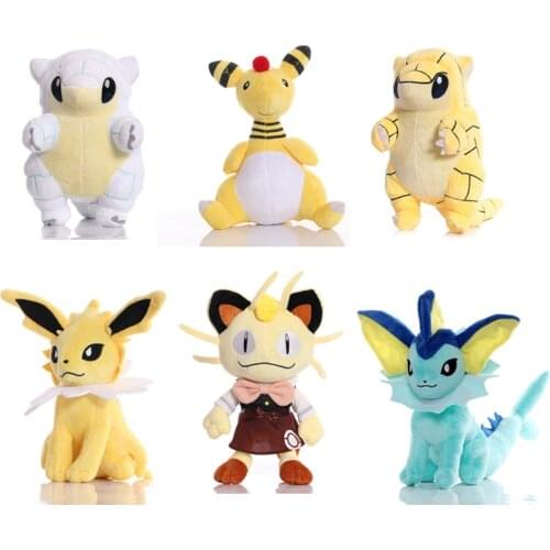 7 Styles 30-35cm Pokemon Sandshrew Ampharos Jolteon Meowth Vaporeon Plush Toys Dolls Kawaii Stuffed Peluches Gifts for Kids
