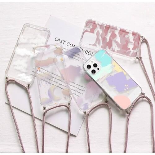 For Huawei P30 P40 P20 Mate 40 30 20 Pro Lite E P Smart 2021 Y5 Y6 Pro Y9 Y7 Y6p Y8p 2019 Y8s Y9a Y5pr Cloud Lanyard PC Bumper