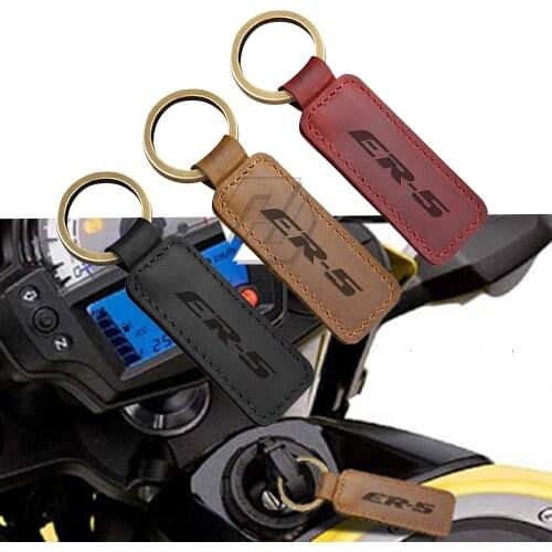 For Kawasaki ER-5 ER-5N ER5N Models Motorcycle Keychain Cowhide Key Ring