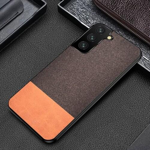 Case For Samsung Galaxy S21 Plus S21 Ultra PU Simple Cloth Hard Backshell Soft Border Cover For A42 A32 A12 A52 A02S 5G Cases