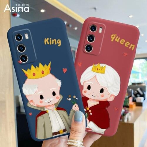 ASINA Liquid Silicone Phone Case For Huawei P40 P50 Pro Cartoon Prince Pattern Cases For P20 P30 Lite P smart 2019 Queen Coque
