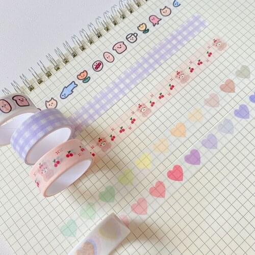 Cute Cartoon Bear Cherry Love Plaid Washi Tapes Decoration Scrapbooking DIY Diary Album Collage Masking Tape Stationery