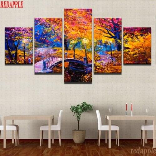 DIY Diamond Embroidery Full Display colored garden Scenery Cross Stitch Diamond Painting bridge Tree fall Pictures Of Rhinestone