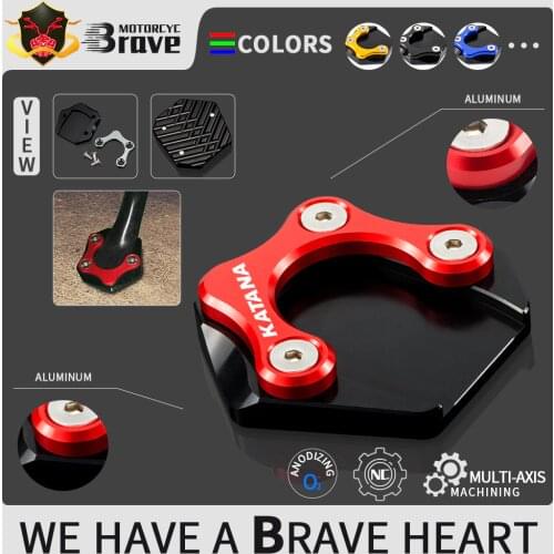 For SUZUKI KATANA 2020 New CNC Kickstand Side Stand Extension Pad Enlarge Extension Support Plate logo KATANA