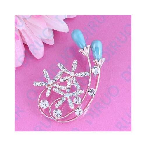Elegant Fashion Women Branch Imitation Pearl Brooches flower Luxury Rhinestone Wedding Brooches Pin