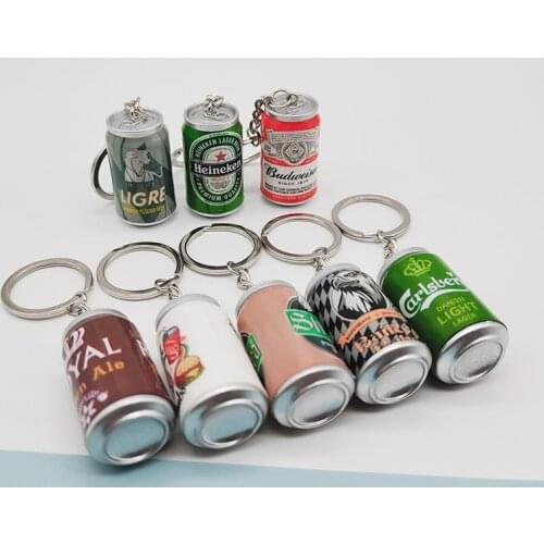 Simulation Canned Beer Keychain Boy Men Beer Can Keyring Trinket Couples Cool Backpack Decor Jewelry Car Key Accessories Pendant