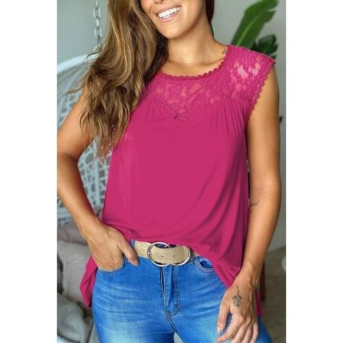 Summer T Shirt Women 2021 new lace taste bud silk inside vest sleeveless Female Tee Tshirts dropshipping AYJ070