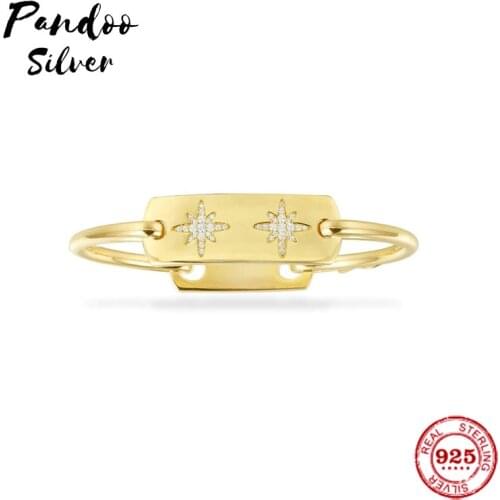 Fashion Charm Sterling Silver Copy 1:1 Replica,Paved Stars Bangle Double Star Bangle Yellow Silver 2021 Luxury Jewelry Gift