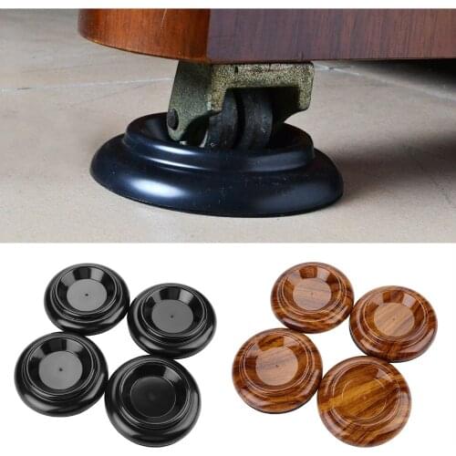Set of 4 Upright Piano Furniture Foot Legs EVA Anti-Slip Caster Cup Cushion Pads Black/Wood Grain Brown