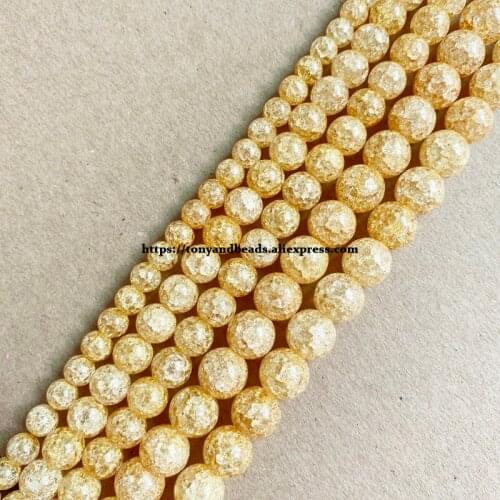 Natural Stone Peach Color Dyed Snow Cracked Crystal Round Loose Beads 15" 4 6 8 10 12MM Pick Size For Jewelry Making DIY
