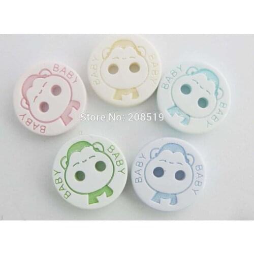 NBNVOL Customize Baby 5 Colors 200pcs Lovely Sewing buttons for children 1/2" Dia Round shape Resin Material