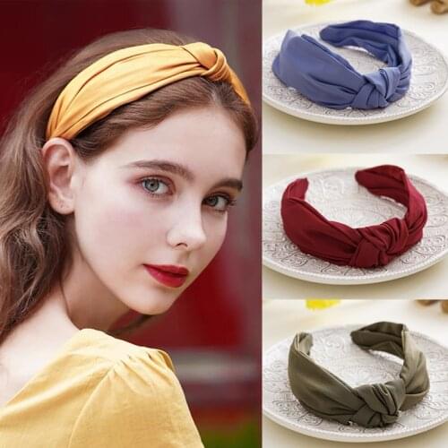 2021 Summer New Wide Top Knot Hair Bands For Women Solid Color Headband Girls Fashion Hairband Hair Hoop Female Hair Accessories