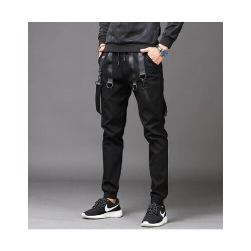Autumn personality casual trousers mens ribbon pants harem pant mens feet trousers fashion pantalon homme street novelty korean
