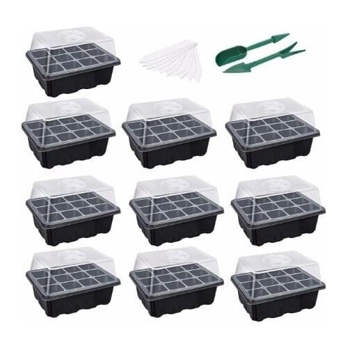 Seed Trays Seedling Starter Tray Humidity Adjustable Plant Starting Kit With Dome Greenhouse Grow Set Propagator Seeds Growing