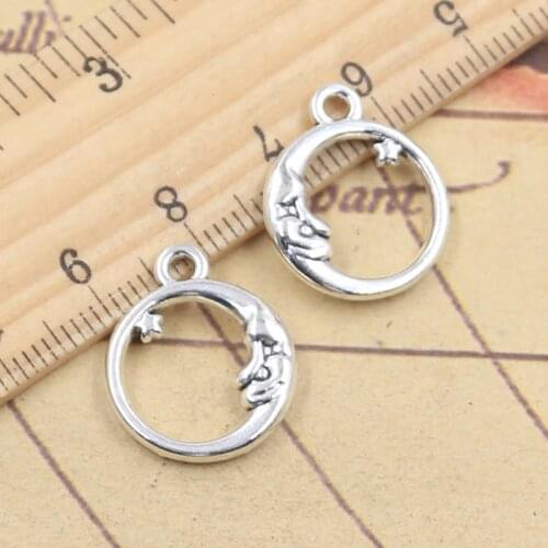 20pcs Charms Moon Star 20x16mm Tibetan Silver Color Pendants Antique Jewelry Making DIY Handmade Craft