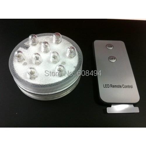 Nine supper Bright remote controlled 9leds submersible Light waterproof candle lamp vase lights wedding party Vase decor-White
