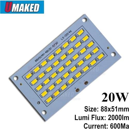 Full power 20W led PCB flooding light, Warm white/ White SMD5730 Aluminum plate for led floodlight, Outdoor light etc