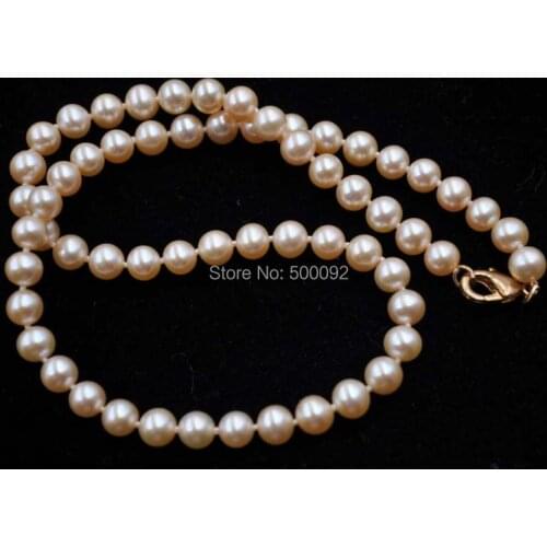 Stunning 6.5-7mm near round potato fresh water pearl necklace pink