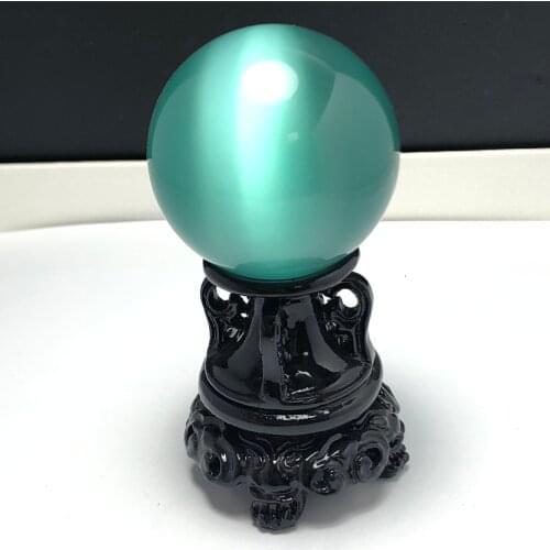 Natural Cat Eye Flash Stone Rainbow 30mm ball Amazonite Sphere Healing Stone Wicca Crystals