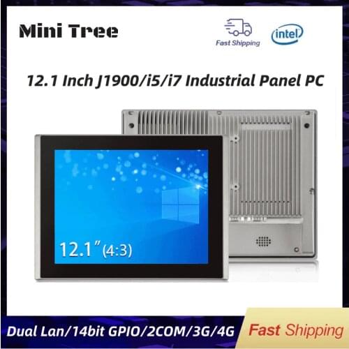 Mini Tree 12.1'' Rugged Touch Screen Intel Core i7 7500U All-in-One IP65 Industrial Panel PC Windows WES7 COM LAN HD Desktop