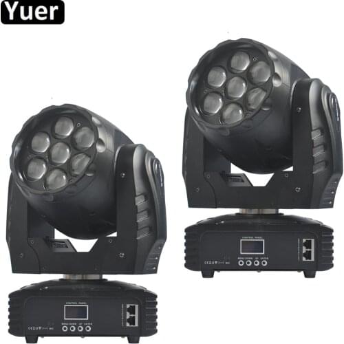 2Pcs/Lot New LED Mini Bee Eye Moving Head Light 7x12W RGBW 4IN1 Professional Stage Wash Light DJ DMX512 Disco Beam Effect Light