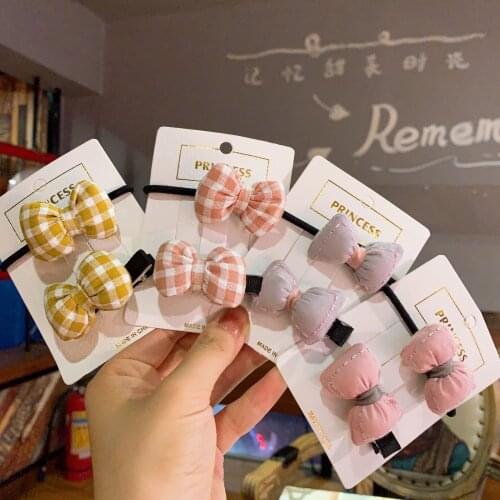 2PC lovely Soft Cloth Art Childrens series Ponytail Elastic Hair Bands Hair Grips Sweet Girls Hair Accessories HeadWear