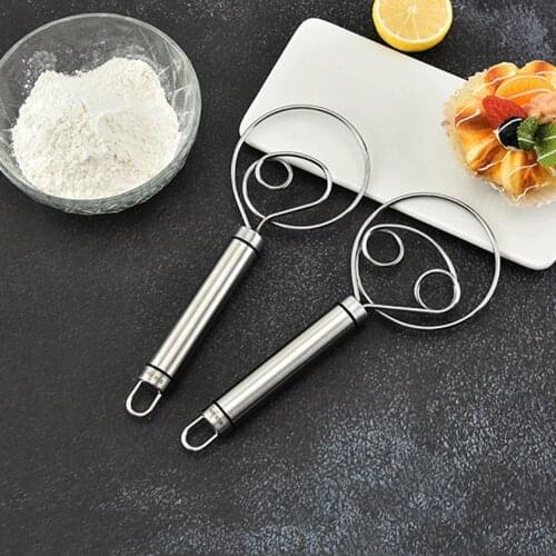 Stainless Steel Hand Mixer Dough Whisk Handle Kitchen Baking Pastry Tools Blender Double Circle Pasta Products