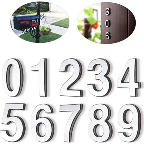 Self Adhesive Silver Number Sticker House Door Number for DIY Home Hotel Apartment Room Door Plate Address Modern Mailbox Number