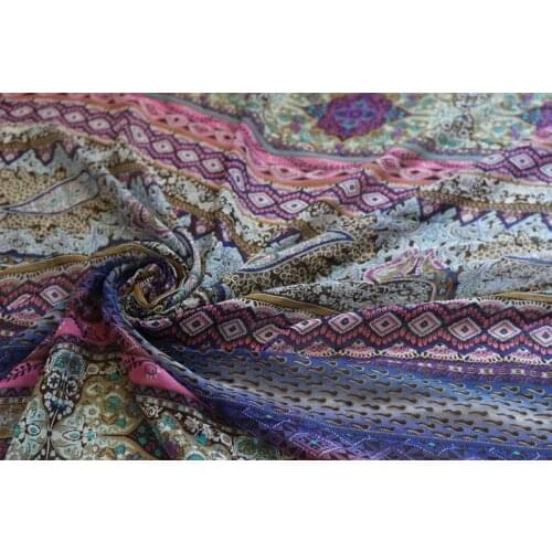 Width 145cm soft chiffon fabric paisley and flowers pattern for apparel and scarf LS-2664 for scarf and headband