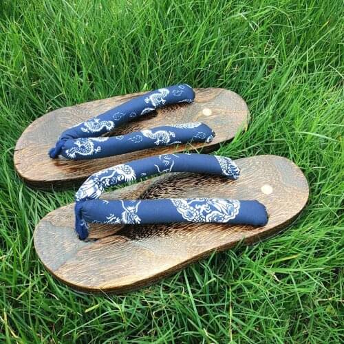 Mens Summer Indoor Beach Slippers Japanese Traditional Wooden Geta Flip Flops Kimono Samurai Cosplay Paulownia Men Shoes Shoes