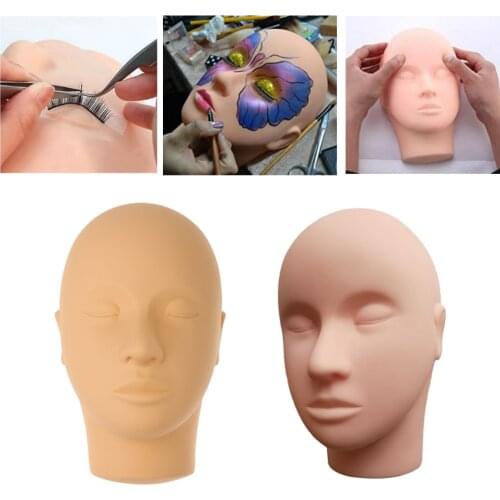 2x Silicone Practice Mannequin Manikin Head For Makeup Massage Lash Grafting