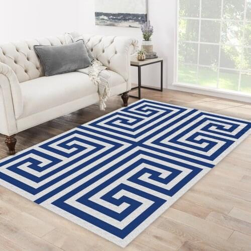 Blue grey color line ethnic patterned carpet modern carpet living room carpet free shipping soft textured carpet