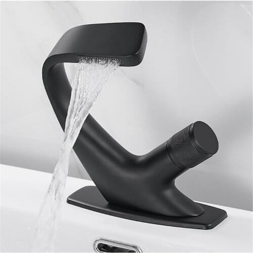 Basin bathroom sink faucet deck mounted hot and cold water basin mixer faucets black matte sink sink crane