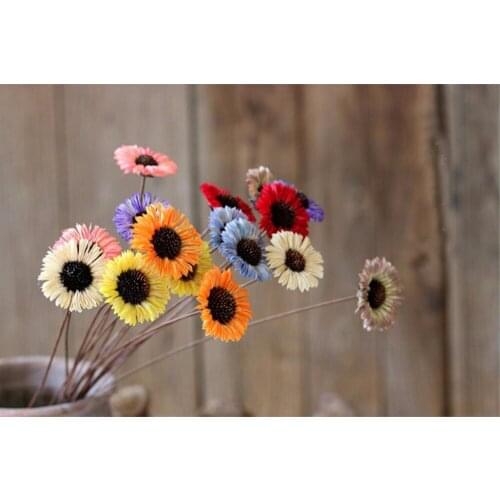 5pcs Gerbera Jamesonii Bolus Dried Flower with Irom Stem For Wedding Party Home Hotel Decoration DIY Bouquet Project Accessory