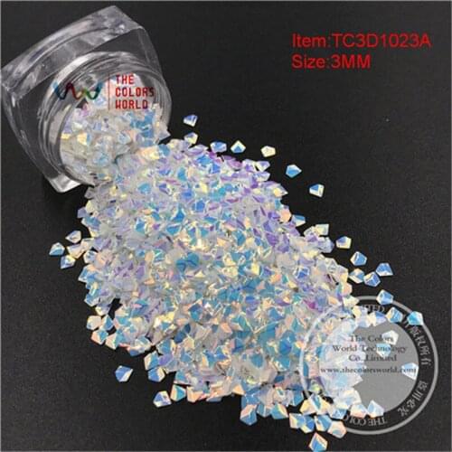 TCT-080 3D Jewelry Diamond Shape Effect Colorful 3MM Nail Glitter Nail Art Decoration Makeup Facepaint DIY Manual Decoration