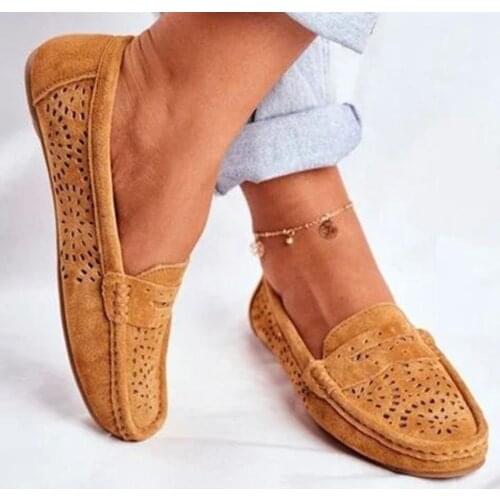 Women Flats Summer Women Genuine Leather Shoes With Low Heels Slip On Casual Flat Shoes Women Loafers Shoes