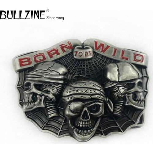 The Bullzine Skull belt buckle with pewter finish FP-03090 suitable for 4cm width belt