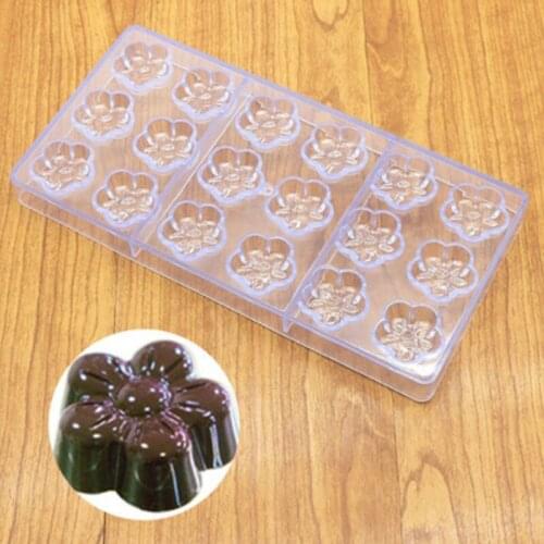 18 Plum Flower Shape Polycarbonate PC Chocolate Mold DIY 3D Lollipop Fondant Candy Cake Molds Kitchen Baking Pastry Tools