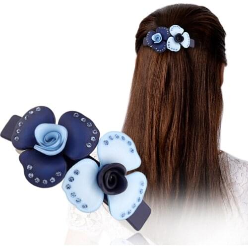 Beauty Flowers Hair Barrette Clip - Cellulose Acetate Hair Accessory Ornament for Women Lady Hair Jewelry Tiara Office Career