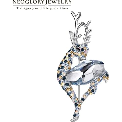Neoglory Colorful Austria Crystal & Rhinestone Fashion Deer Brooches For Women Charm Jewelry 2020 New Gift