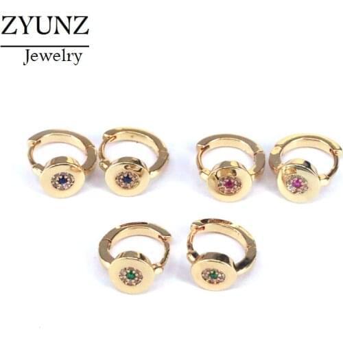 6 Pairs, CZ Micro Pave Trendy Circle Jewelry Hoop Earrings Crystal Zirconia Gold Color Hoops For Women Party Jewelry