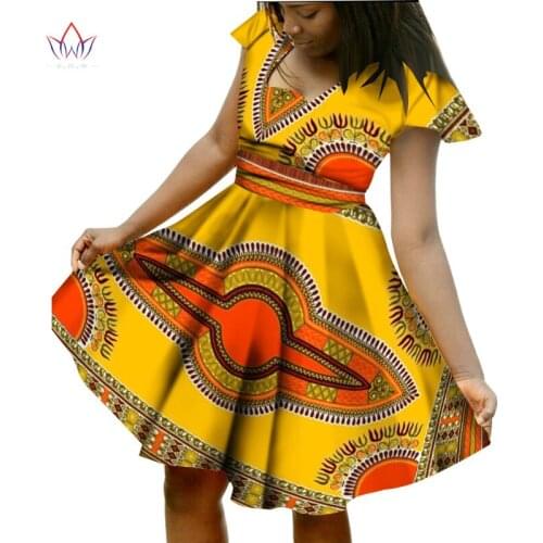 Stock Size Low Price African Dress Print Dresses with Scarf Short Sleeve Women Clothing Dashiki African Print Wax Clothes WY924