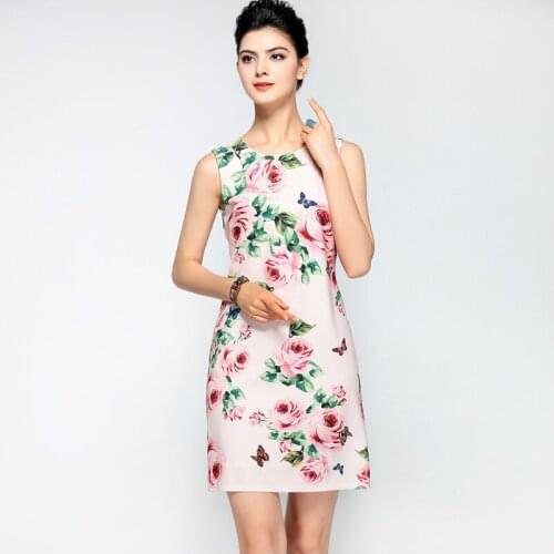 Factory outlests new fashion rose pattern Jacquard dress female sleeveless design hip dress wq2346 wholesale dropship