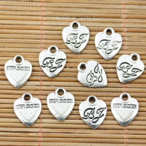 100pcs tibetan silver tone lettering heart charms EF2207