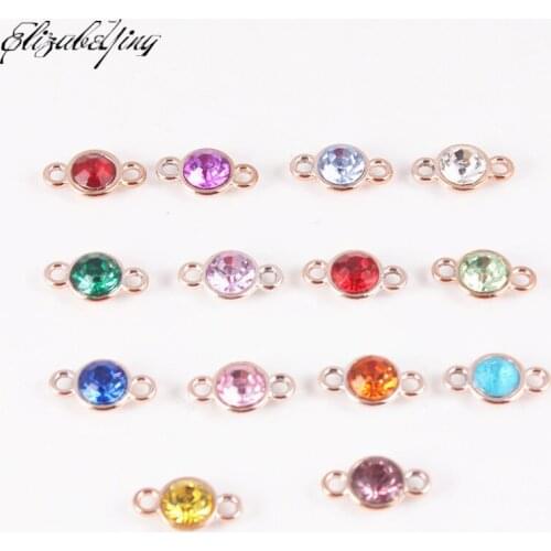 12pcs/lot Mixed Birthstone Pendant Charms Double Heads Pendant Charms DIY Bracelet Neacklace Jewelry Findings