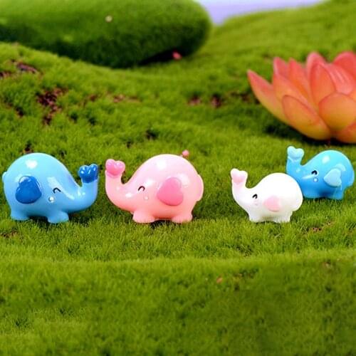 2/4/8Pcs Miniature Elephant High Gloss Resin Tabletop Indoor Small Figurines Micro Landscape Ornament Craft Fairy Garden Terrari