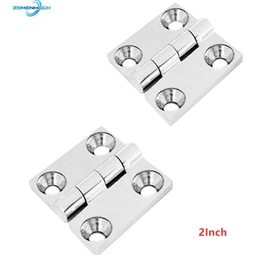 2PCS Heavy Duty 316 Stainless Steel 2inch 50*50mm Cast Boat Caravan RV Deck Cabinet Drawer Door Strap Butt Hinge Marine Hardware