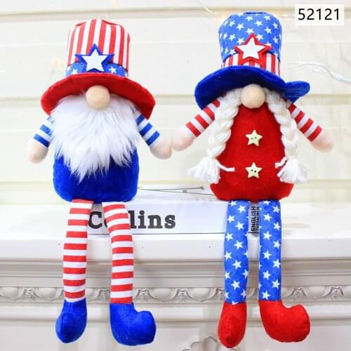 2021 American Independence Day Dwarfs Party Decoration Faceless Dolls Window Home Decorations American National Day Dolls