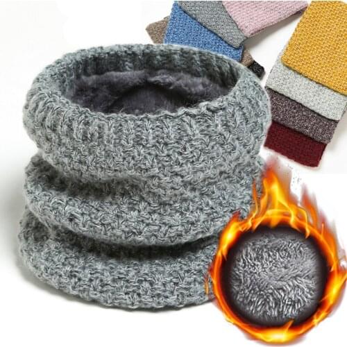 2021 Thick Solid Knitted Snood Scarf Women Winter Warm Outdoor Sport Face Mask Ring Foulard Female Neckerchief Fashion Bufanda