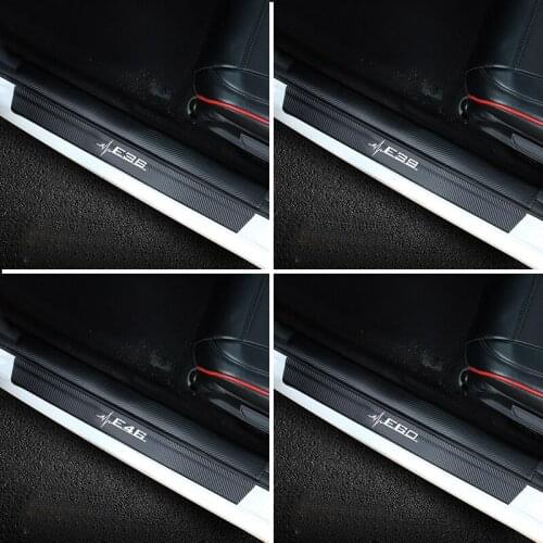4pcs Door Sill Scuff Plate Guards Carbon Fiber Door Sills Protector Stickers For BMW E36 E39 E46 E60 X1 X5 X6 Car Styling